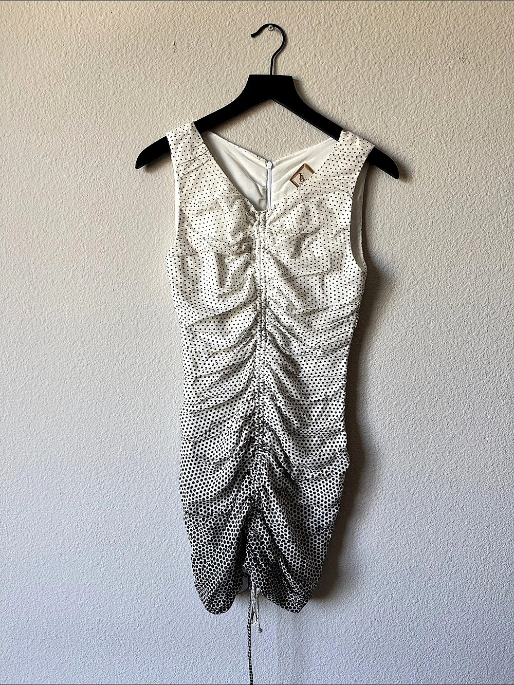 Luba Ruched Polka Dot Silk Mini Dress Size 2